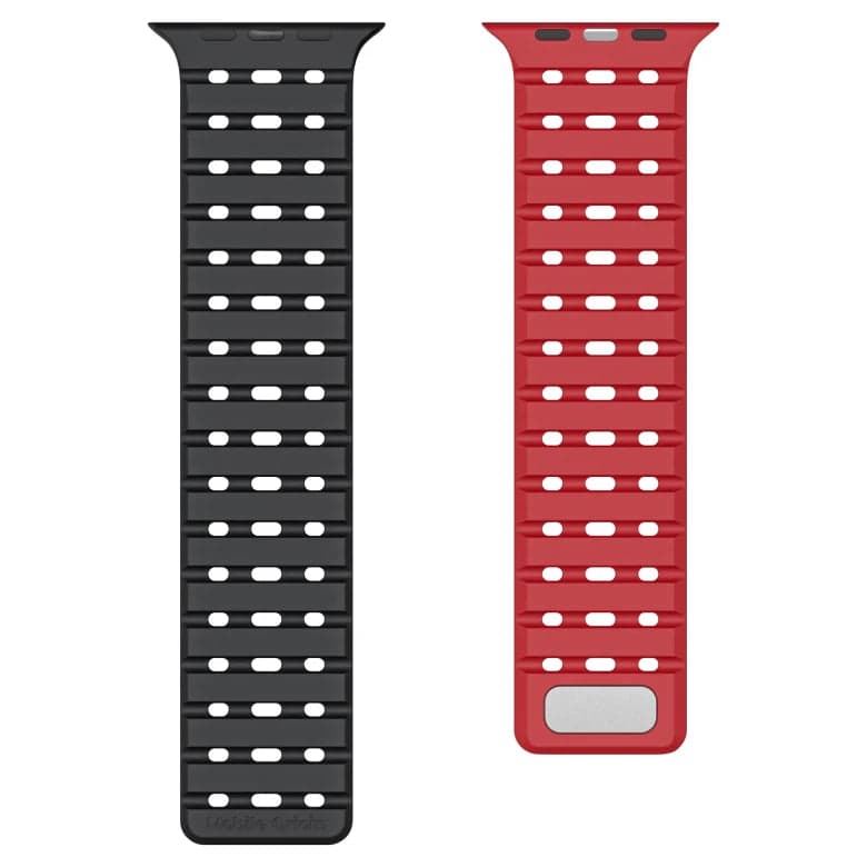 Řemínek pro Apple Watch 44/45/46/49 mm Mobile Origin Elegant Strap s magnetickým zapínáním – černo-červený - náhled 3