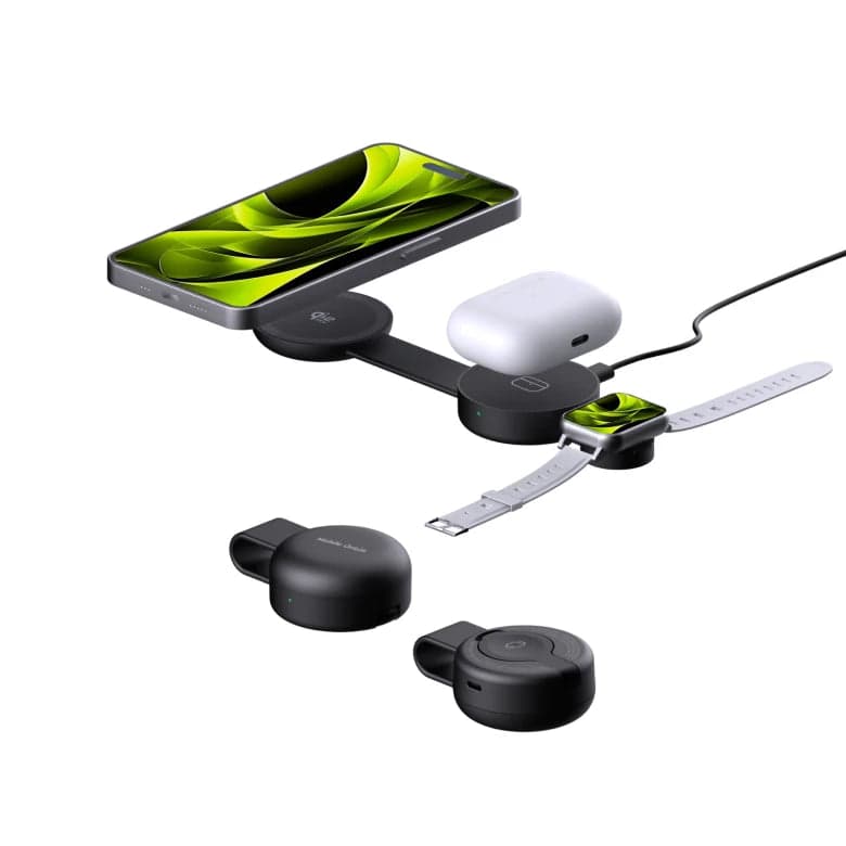 3v1 skládací magnetická nabíječka Qi2 25W Mobile Origin PW34 - černá - náhled 4