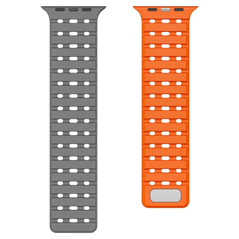 Řemínek pro Apple Watch 44/45/46/49 mm Mobile Origin Elegant Strap s magnetickým zapínáním – šedě-oranžový - náhled 2