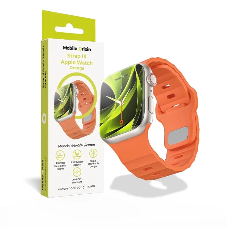 Řemínek pro Apple Watch 44/45/46/49 mm Mobile Origin FKM Strap s kovovým zapínáním - oranžový - náhled 4