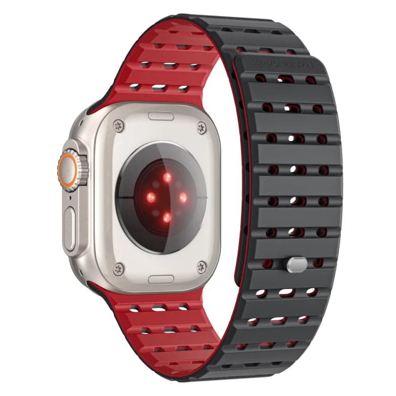 Řemínek pro Apple Watch 44/45/46/49 mm Mobile Origin Elegant Strap s magnetickým zapínáním – černo-červený - náhled 2