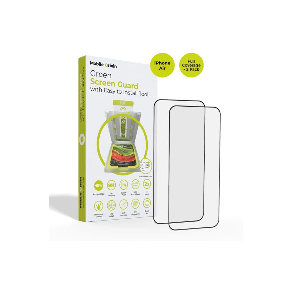 Ochranné sklo pro iPhone Air Mobile Origin Screen Guard s aplikátorem, úplným pokrytím - 2 ks