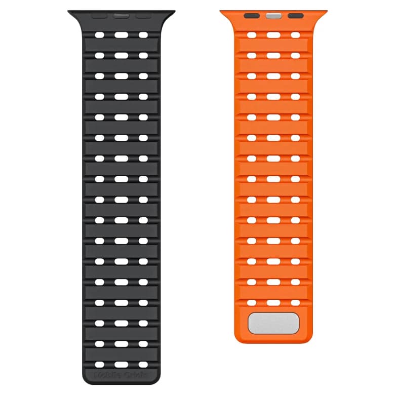 Řemínek pro Apple Watch 44/45/46/49 mm Mobile Origin Elegant Strap s magnetickým zapínáním – černo-oranžový - náhled 3