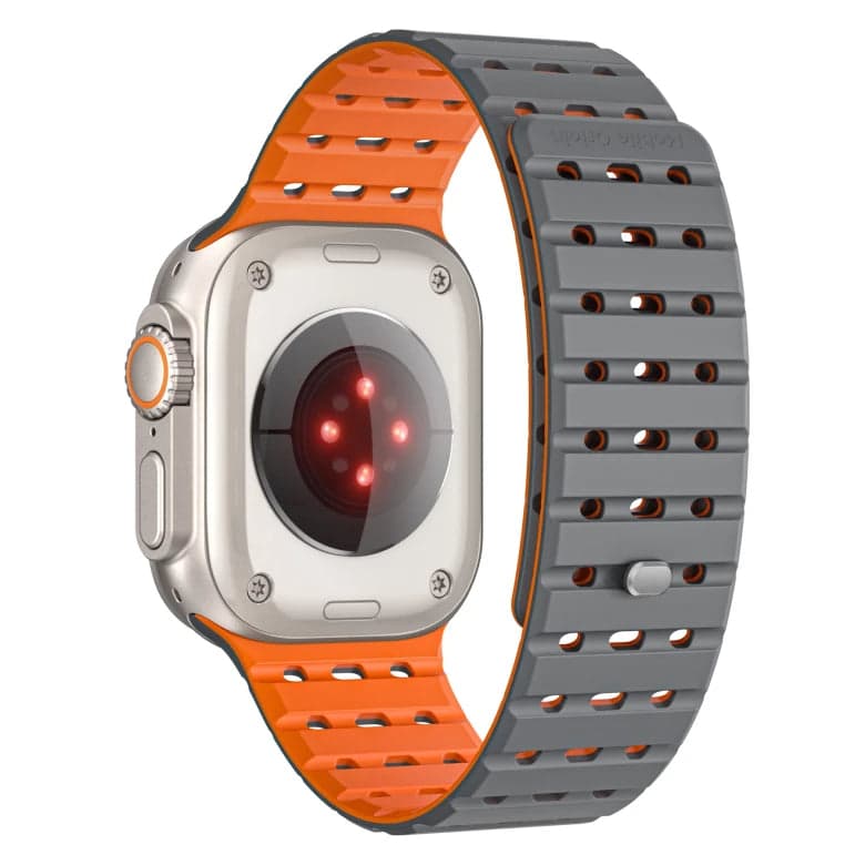 Řemínek pro Apple Watch 44/45/46/49 mm Mobile Origin Elegant Strap s magnetickým zapínáním – šedě-oranžový - náhled 3