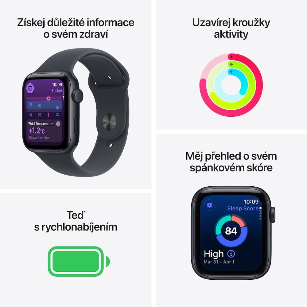 Apple Watch SE 3 GPS 40mm hvězdně bílé hliníkové pouzdro s hvězdně bílým sportovním řemínkem - S/M - náhled 3