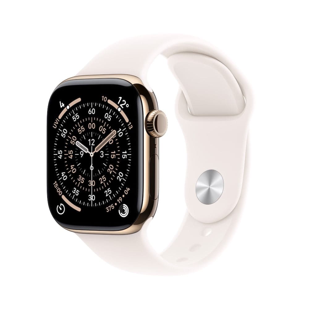 Apple Watch Series 11 GPS + Cellular 42mm zlaté titanové pouzdro se světle ruměným sportovním řemínkem - S/M