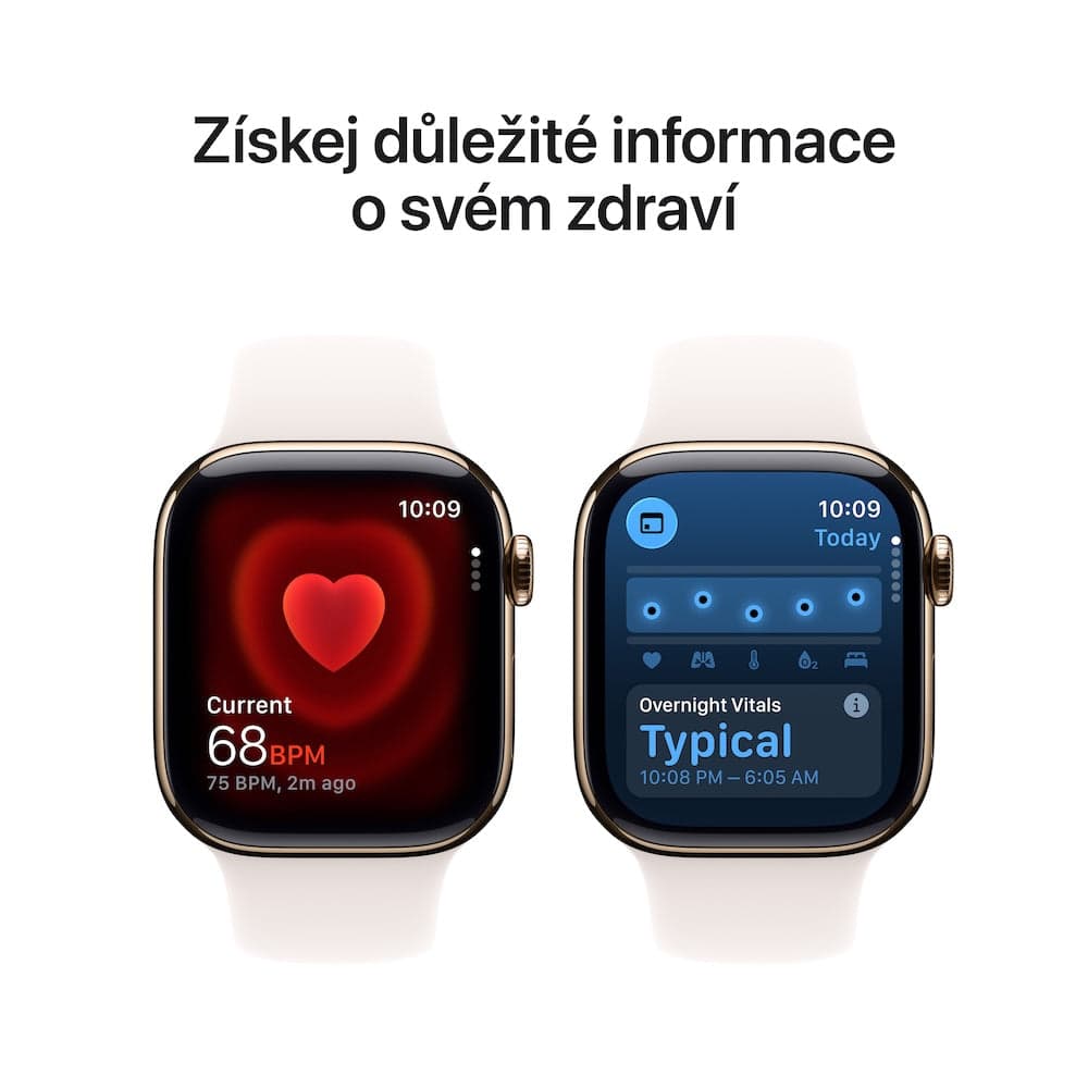 Apple Watch Series 11 GPS + Cellular 46mm zlaté titanové pouzdro se světle ruměným sportovním řemínkem - M/L - náhled 5