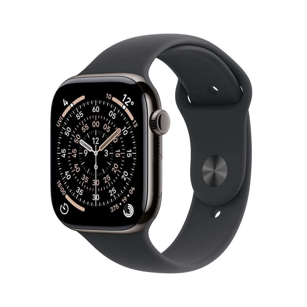 Apple Watch Series 11 GPS + Cellular 46mm břidlicově šedé titanové pouzdro s černým sportovním řemínkem - M/L