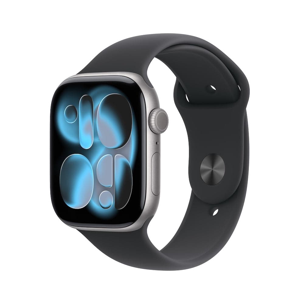 Apple Watch Series 11 GPS + Cellular 46mm břidlicově šedé titanové pouzdro s černým sportovním řemínkem - S/M