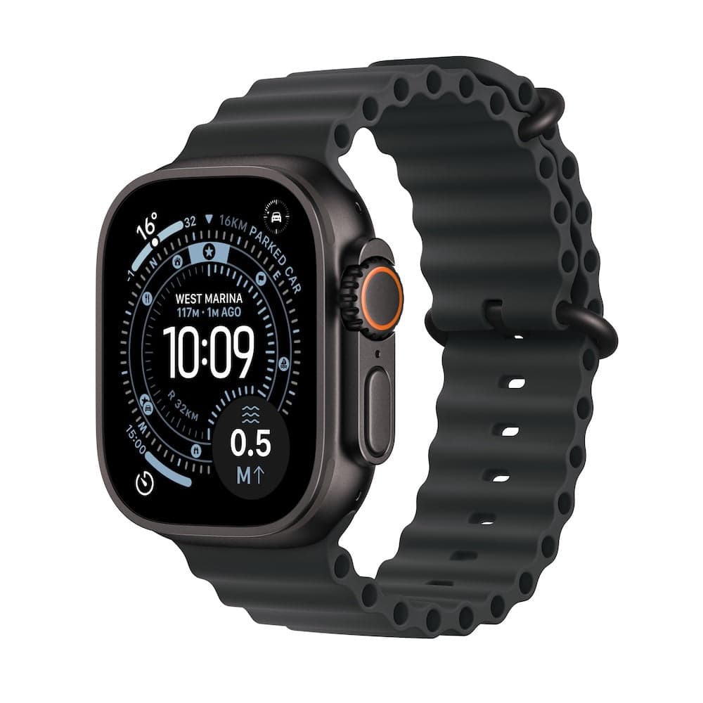 Apple Watch Ultra 3 GPS + Cellular 49mm černě titanové pouzdro s černým oceánským řemínkem
