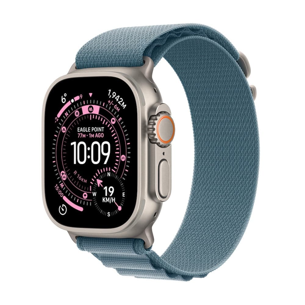 Apple Watch Ultra 3 GPS + Cellular 49mm přírodně titanové pouzdro se světle modrým alpským tahem - M