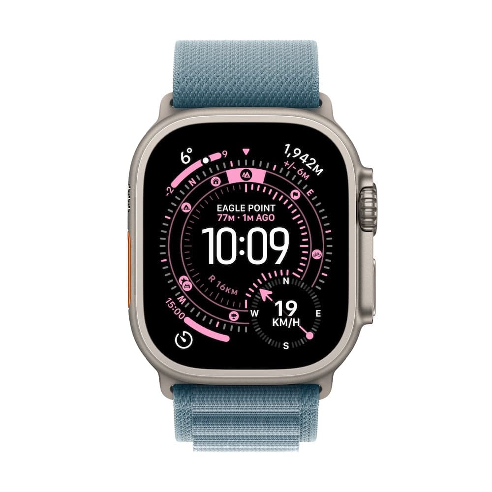 Apple Watch Ultra 3 GPS + Cellular 49mm přírodně titanové pouzdro se světle modrým alpským tahem - S - náhled 2