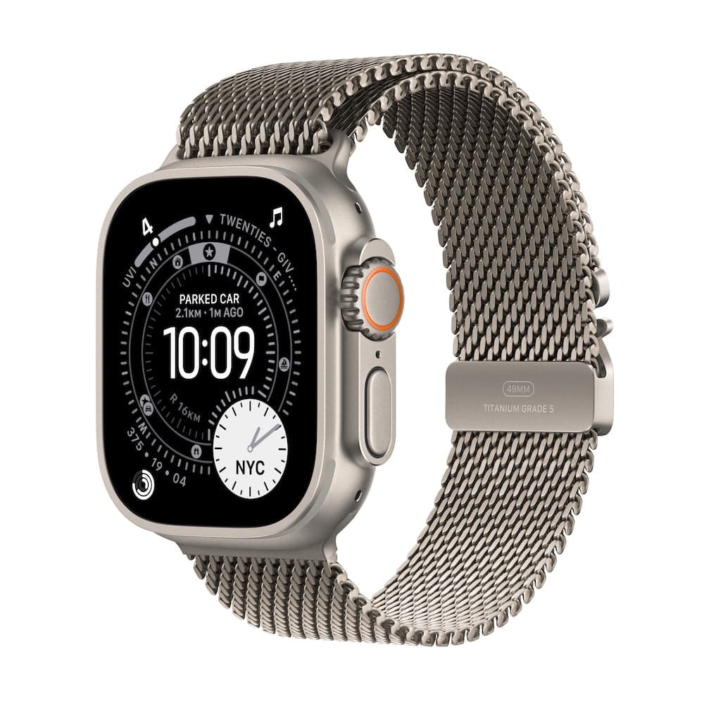 Apple Watch Ultra 3 GPS + Cellular 49mm přírodně titanové pouzdro s přírodně titanovým milánským tahem z titanu - S