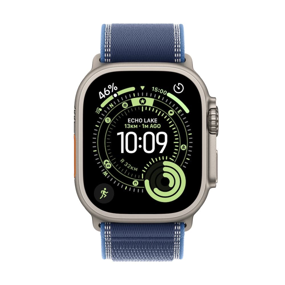 Apple Watch Ultra 3 GPS + Cellular 49mm přírodně titanové pouzdro s modře/jasně modrým trailovým tahem - S/M - náhled 2
