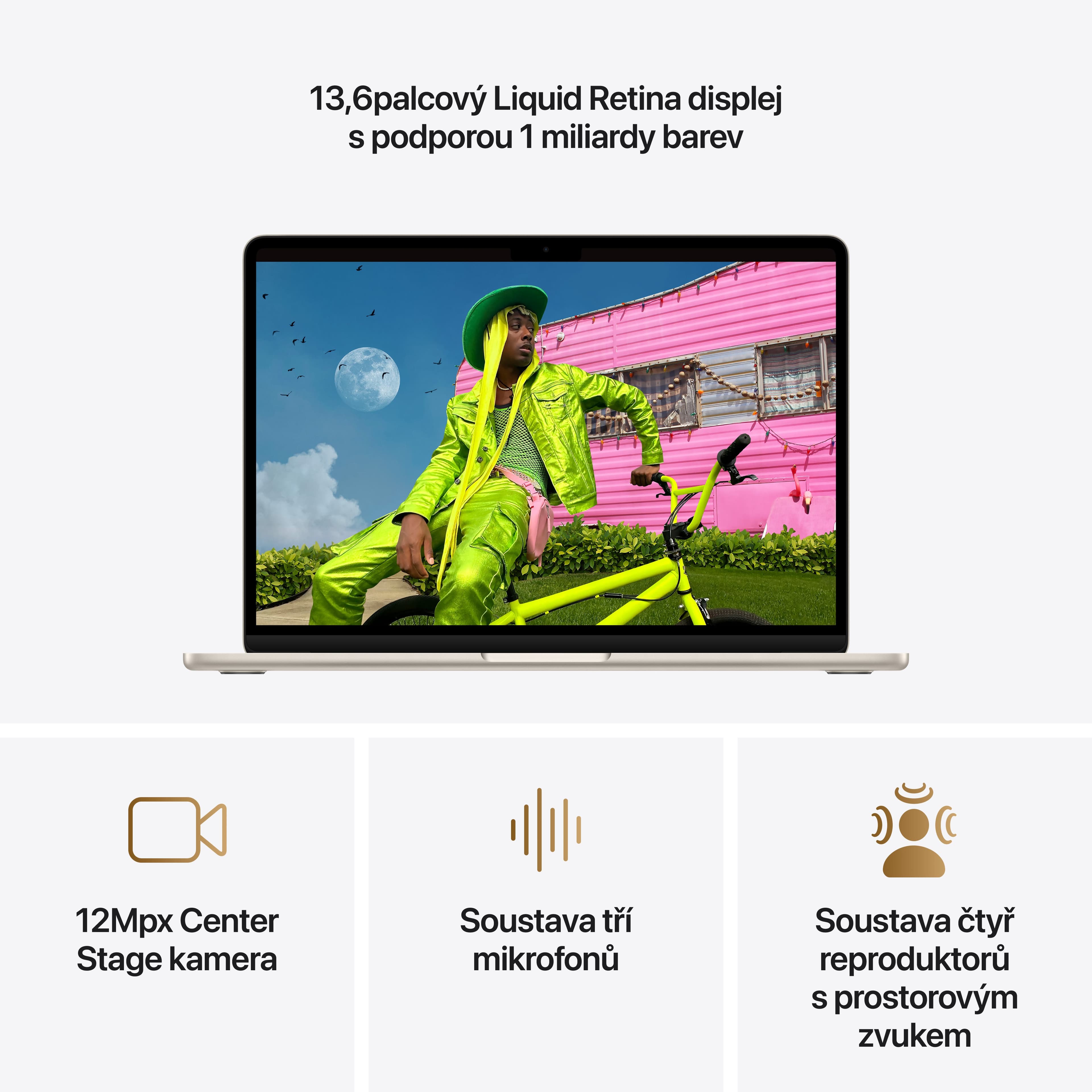 MacBook Air 13,6", Apple M5 10jádrové CPU, 8jádrové GPU, 16GB, 512GB SSD – hvězdně bílý - náhled 5