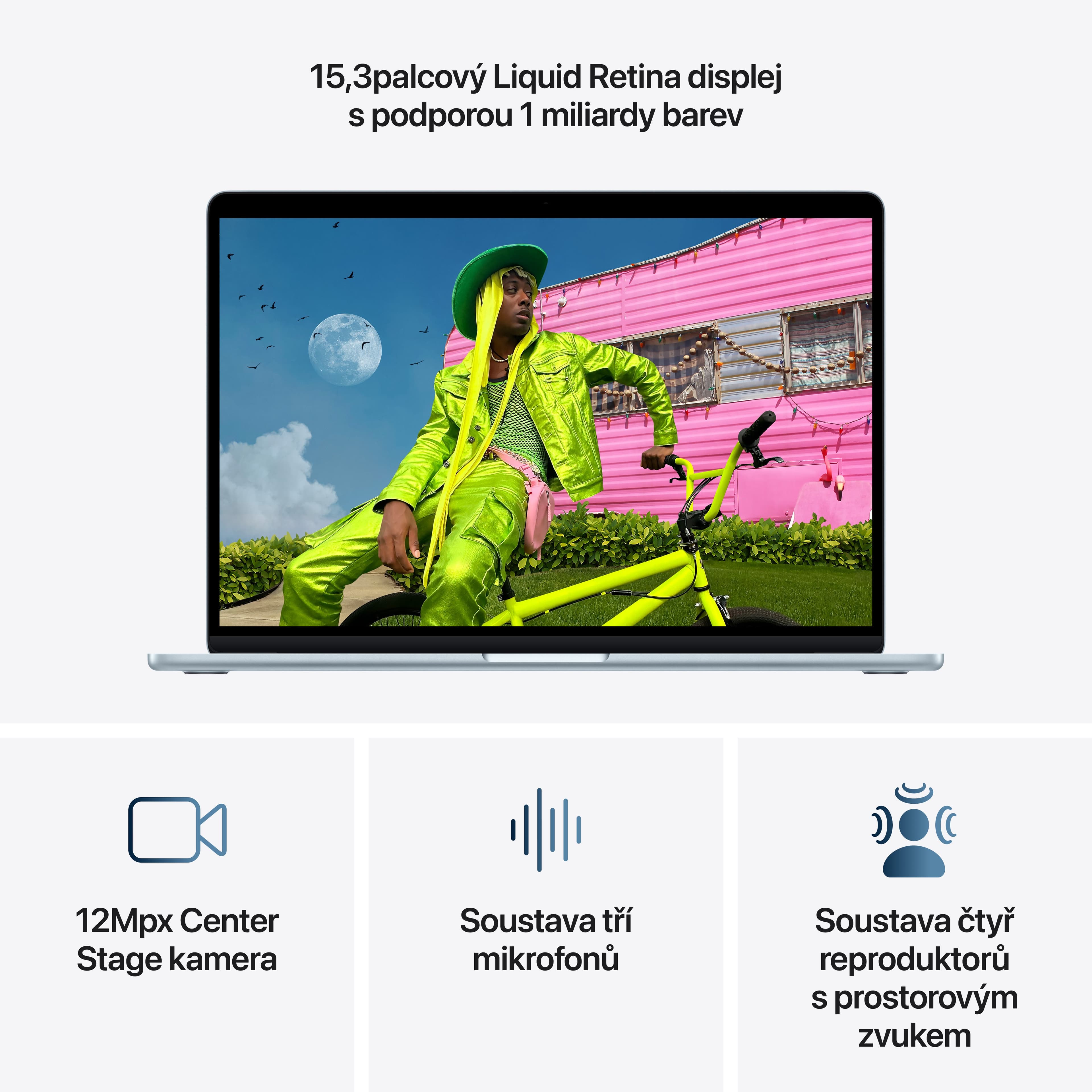MacBook Air 15,3", Apple M5 10jádrové CPU, 10jádrové GPU, 16GB, 1TB SSD – blankytně modrý - náhled 5