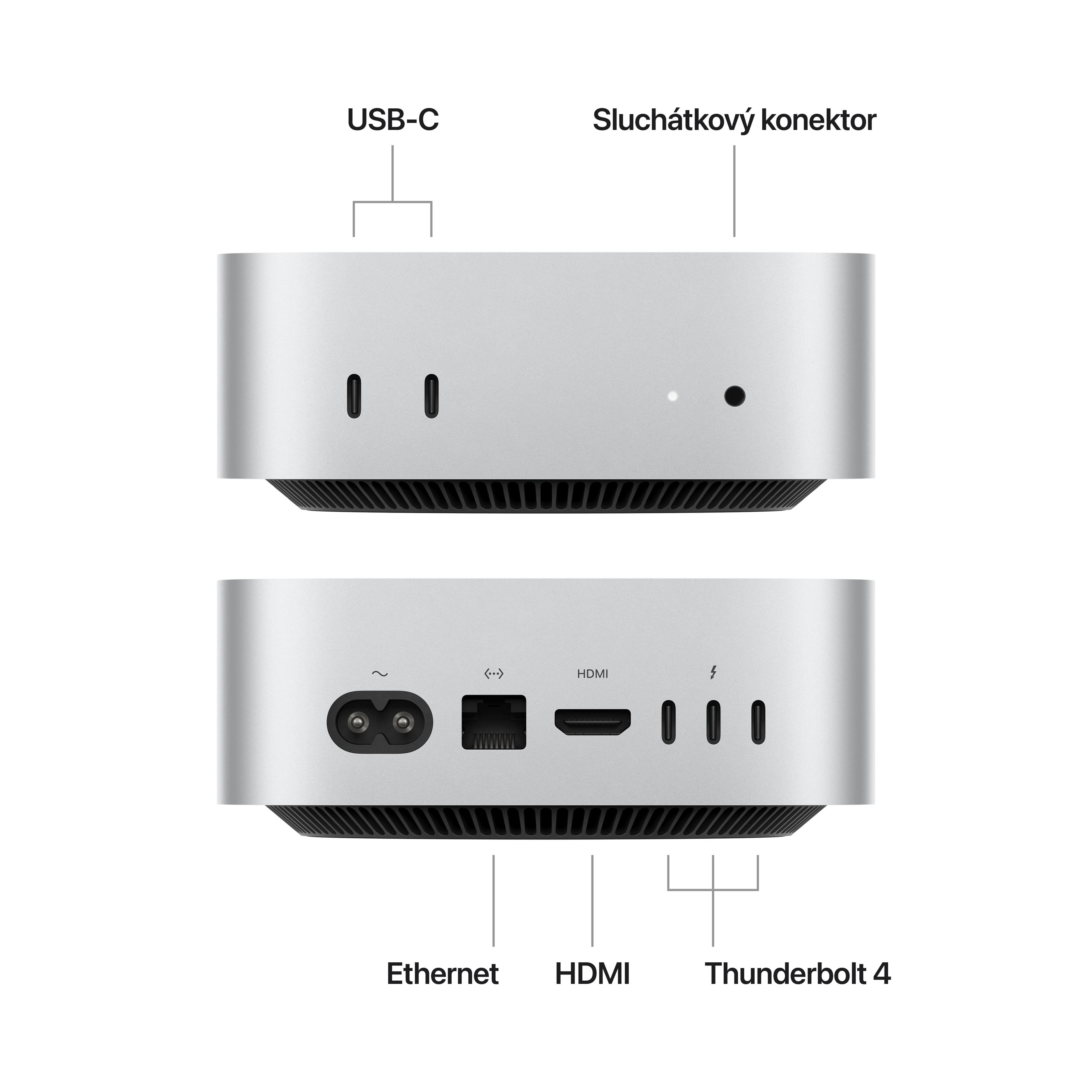 Mac mini, Apple M4 10jádrové CPU, 10jádrové GPU, 16GB, 512GB SSD - stříbrný - náhled 2