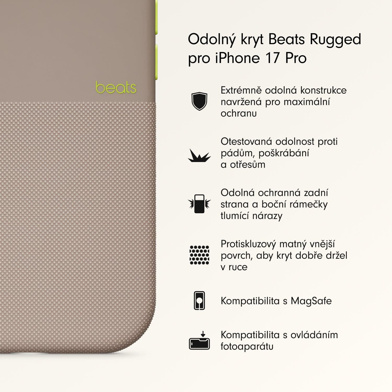 Odolný kryt pro iPhone 17 Pro Beats s MagSafe a ovladačem fotoaparátu - alpsky šedý - náhled 2
