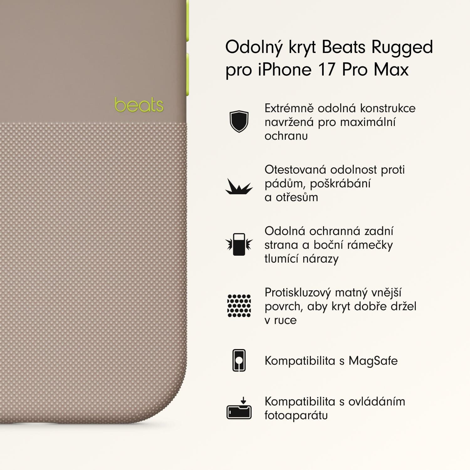 Odolný kryt pro iPhone 17 Pro Max Beats s MagSafe a ovladačem fotoaparátu - alpsky šedý - náhled 2