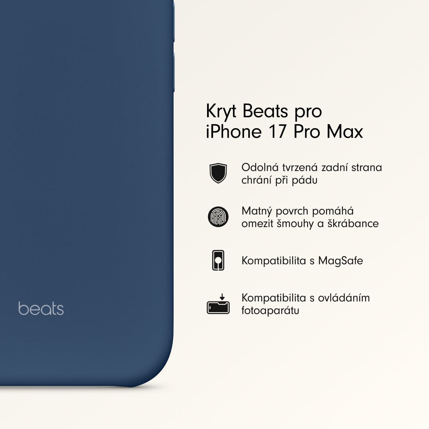 Kryt pro iPhone 17 Pro Max Beats s MagSafe a ovladačem fotoaparátu - hlubinně modrý - náhled 2