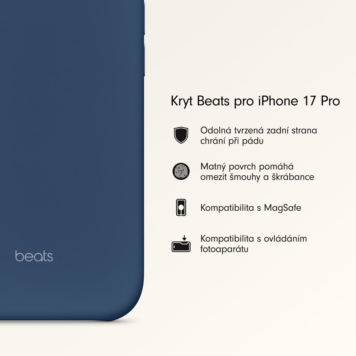 Kryt pro iPhone 17 Pro Beats s MagSafe a ovladačem fotoaparátu - hlubinně modrý - náhled 2