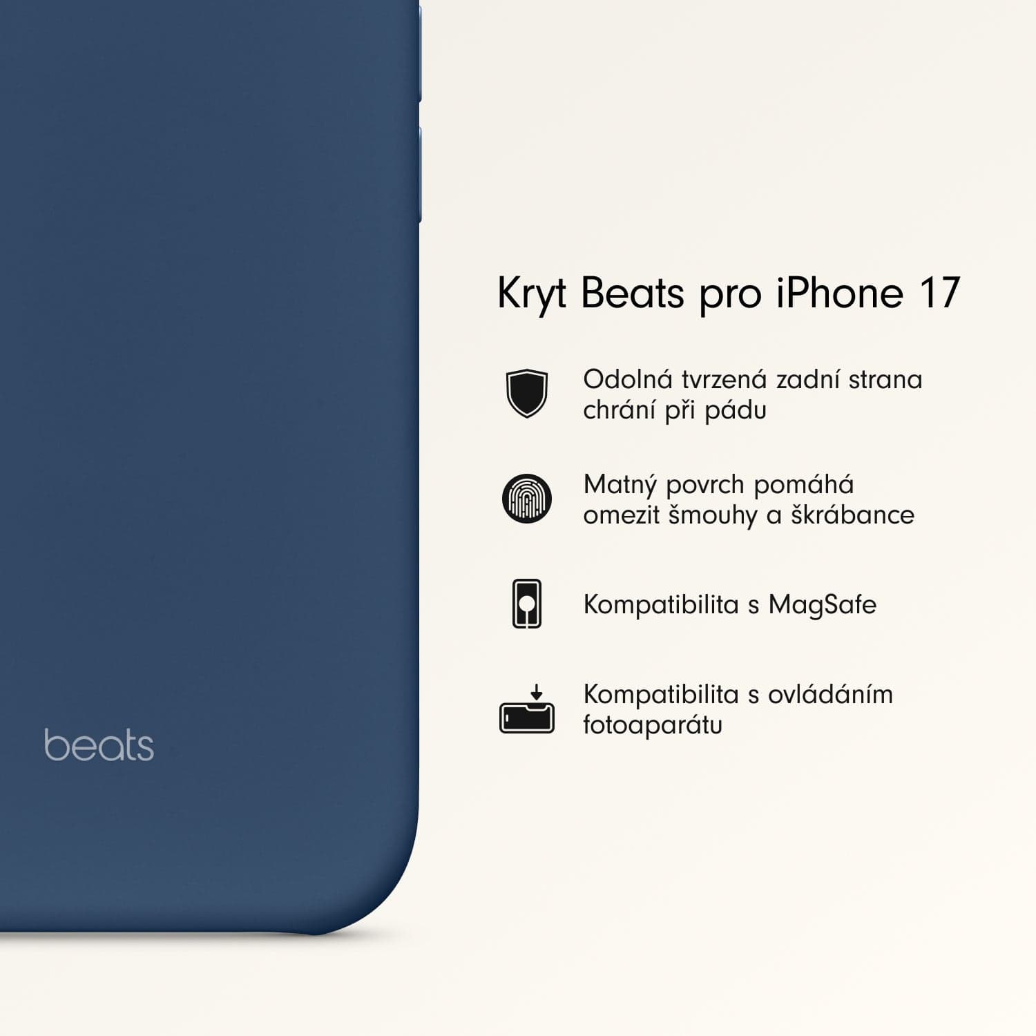 Kryt pro iPhone 17 Beats s MagSafe a ovladačem fotoaparátu - hlubinně modrý - náhled 2