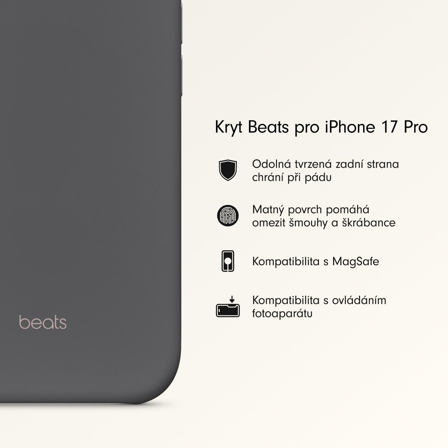 Kryt pro iPhone 17 Pro s MagSafe a ovladačem fotoaparátu - granitově šedý - náhled 2