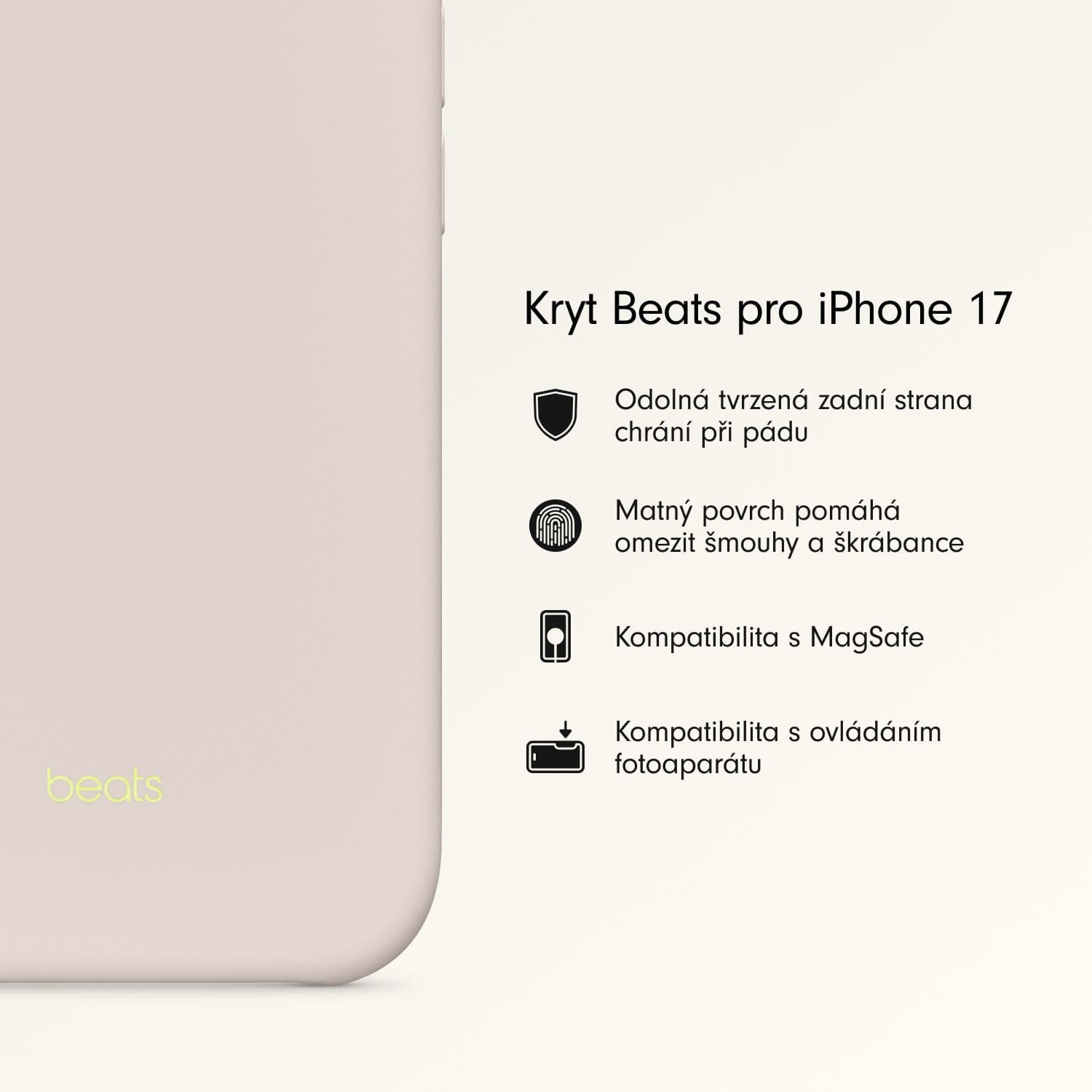 Kryt pro iPhone 17 Beats s MagSafe a ovladačem fotoaparátu - vápencově šedý - náhled 2