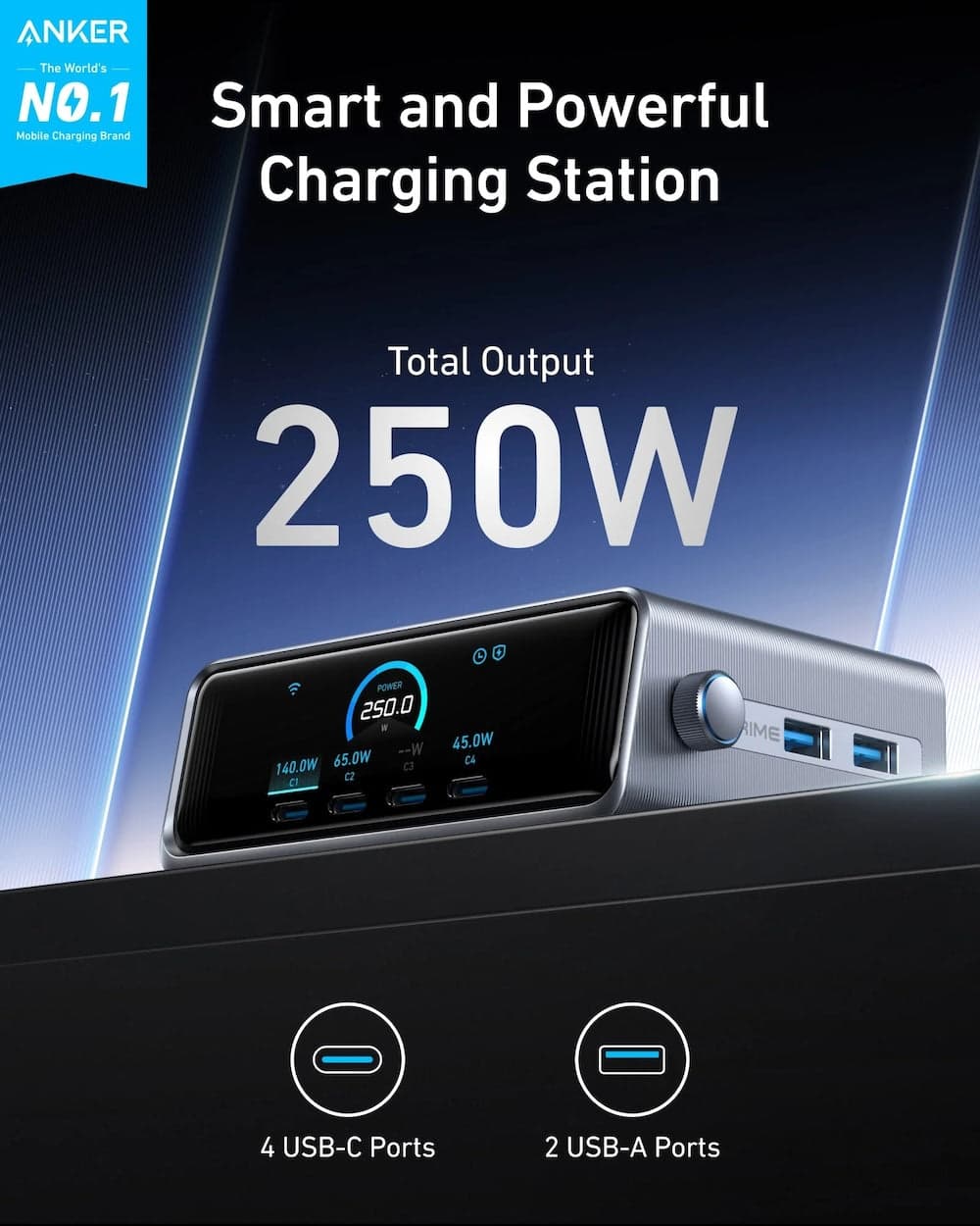 250W stolní GaN nabíječka Anker Prime Charger - náhled 2