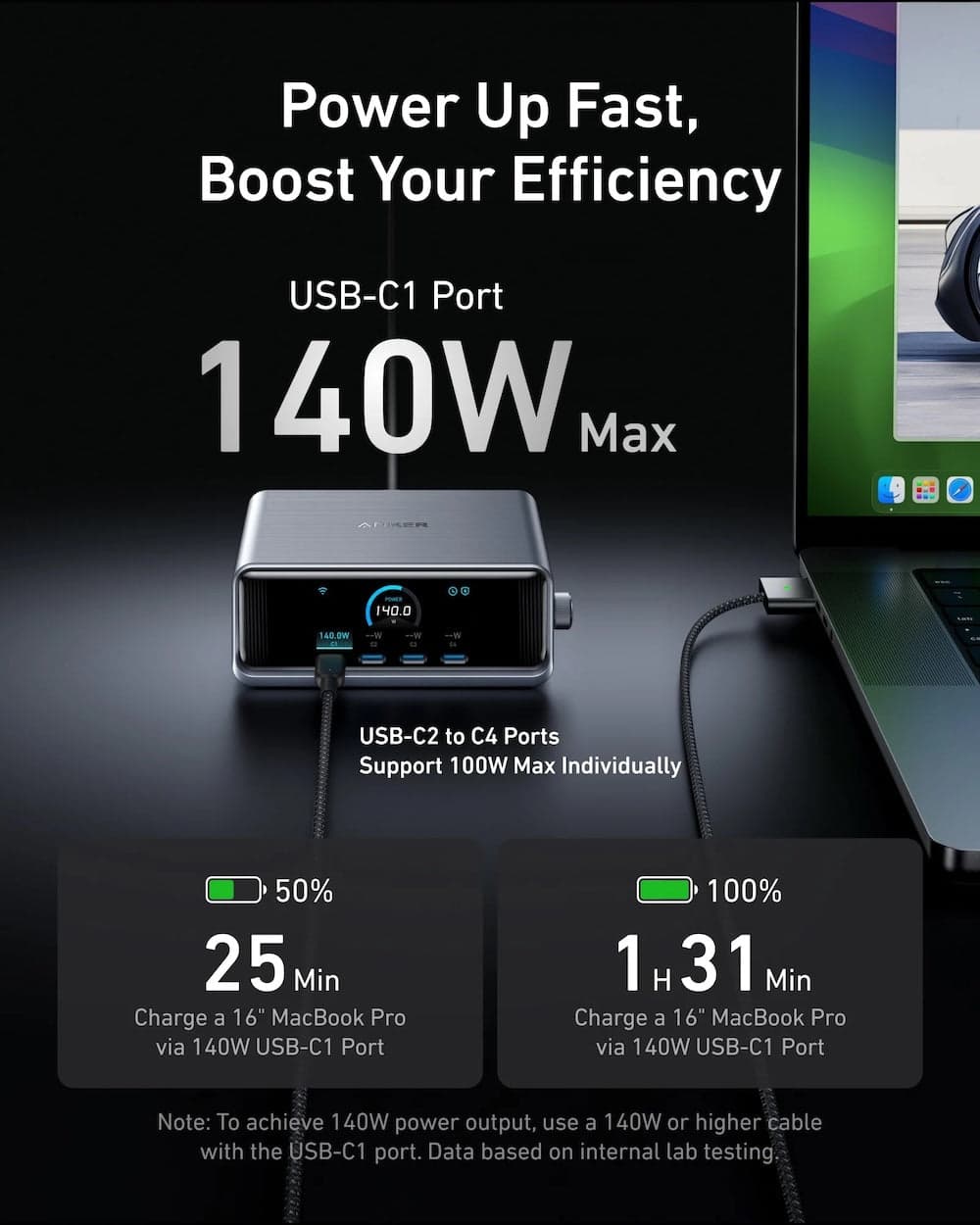 250W stolní GaN nabíječka Anker Prime Charger - náhled 3