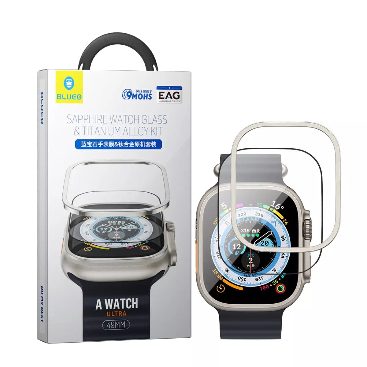 Ochranná sada pro Apple Watch Ultra 1/2/3 Blueo Sapphire - titanově černá - náhled 2