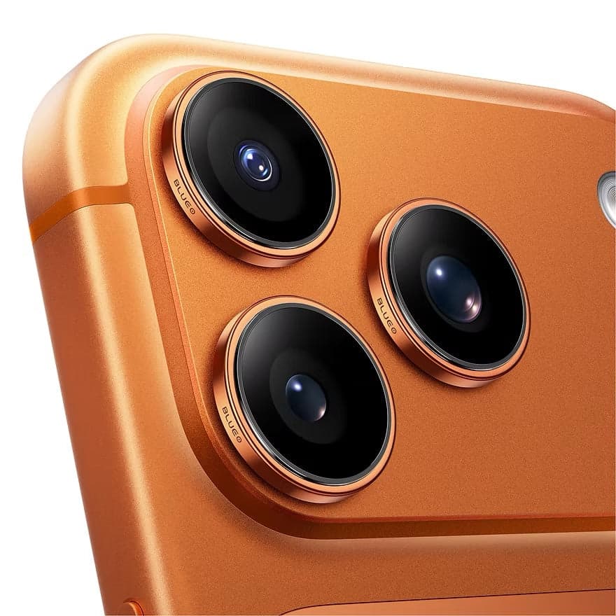Safírové sklo na čočky pro iPhone 17 Pro / 17 Pro Max Blueo - oranžové