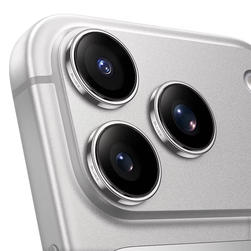 Safírové sklo na čočky pro iPhone 17 Pro / 17 Pro Max Blueo - stříbrné