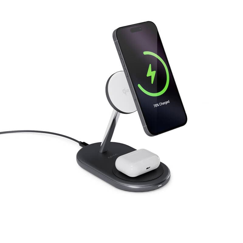Bezdrátová nabíječka Epico UltraBase Qi2 2in1 Wireless Charging Stand - černá - náhled 2