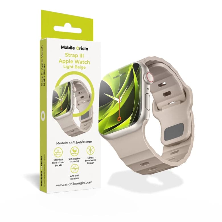Řemínek pro Apple Watch 44/45/46/49 mm Mobile Origin FKM Strap s kovovým zapínáním - béžový - náhled 4