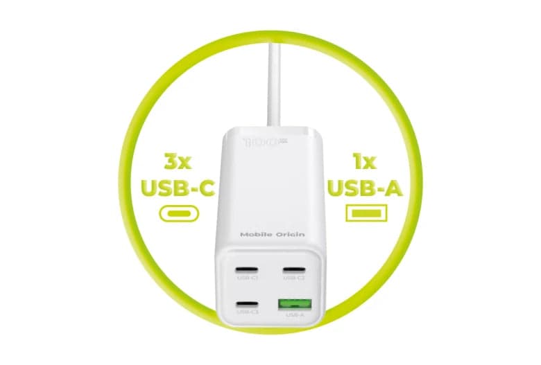 100W GaN nabíječka Mobile Origin Compact MultiHub Charger PW18 - bílá - náhled 5
