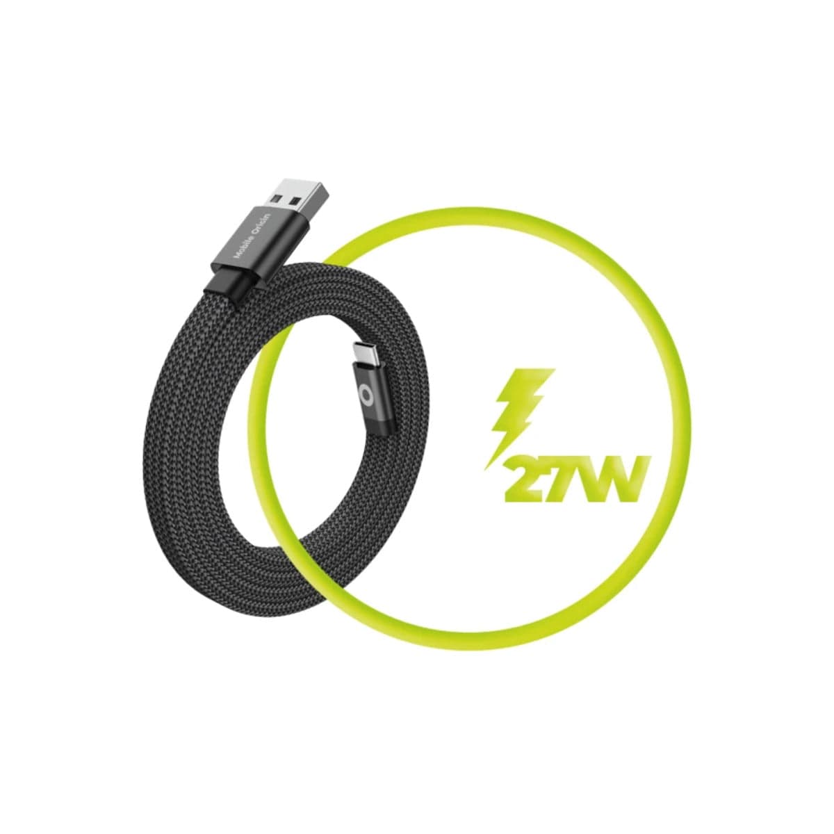 Magnetický 27W nabíjecí kabel Mobile Origin Original Flat Cable USB-A / USB-C 1 m - černý - náhled 5