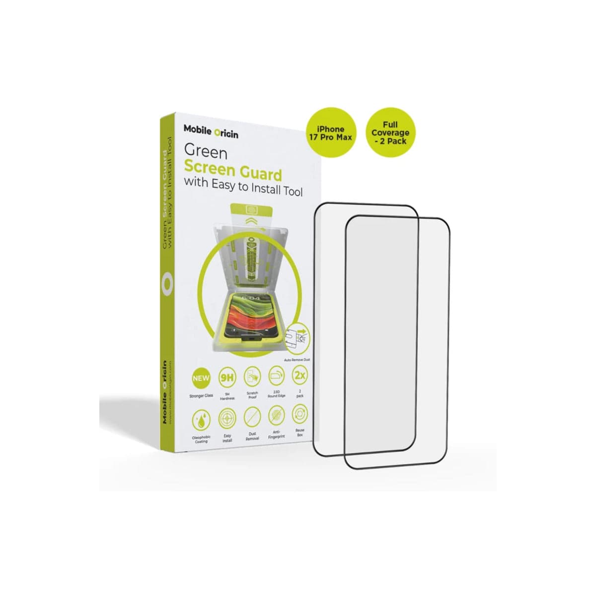 Ochranné sklo pro iPhone 17 Pro Max Mobile Origin Screen Guard s aplikátorem, úplným pokrytím - 2 ks