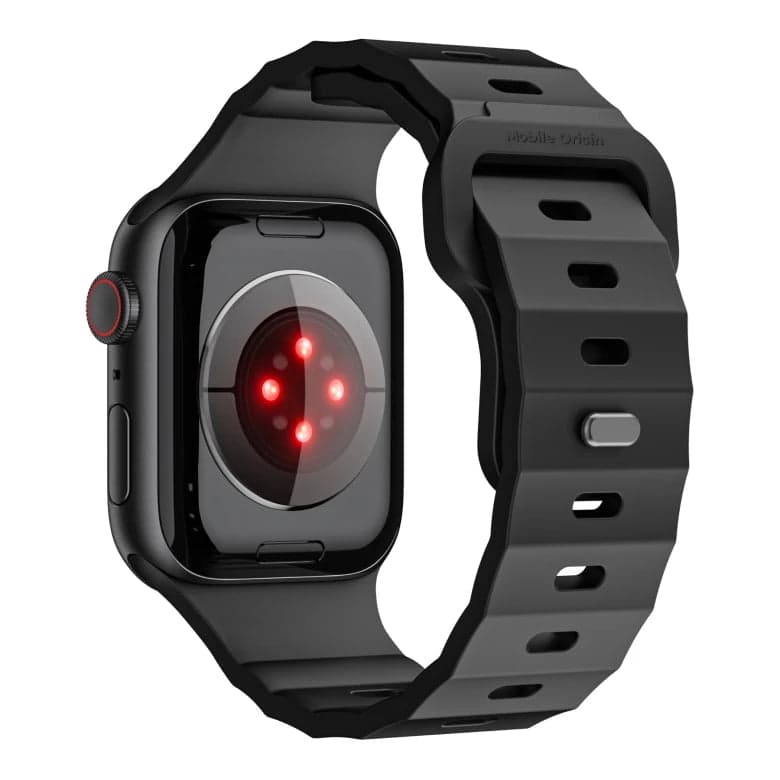 Řemínek pro Apple Watch 44/45/46/49 mm Mobile Origin FKM Strap s kovovým zapínáním - černý - náhled 2