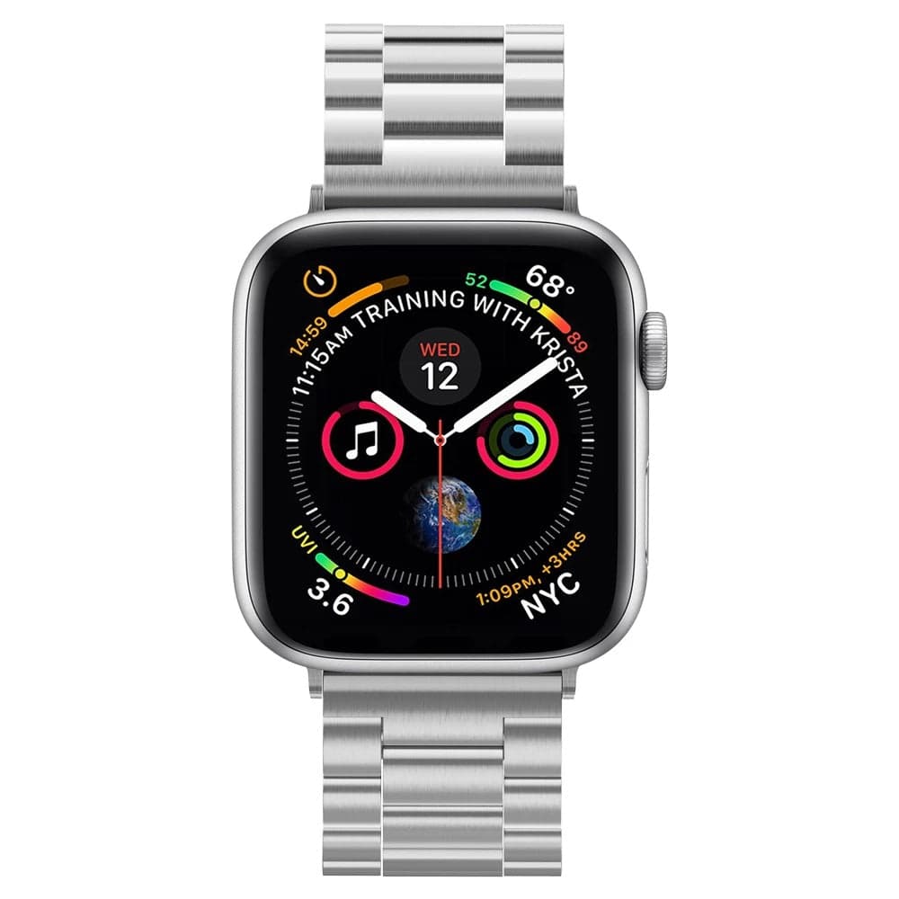 Kovový řemínek pro Apple Watch 42/44/45/49 mm Spigen Modern Fit - stříbrný - náhled 3