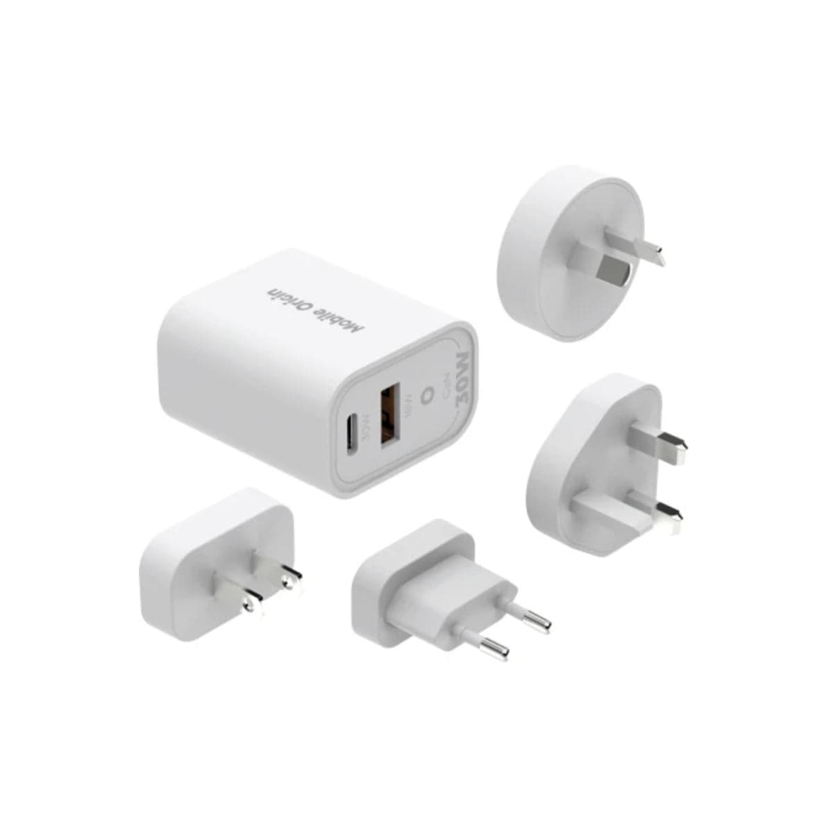 30W univerzální cestovní adaptér Mobile Origin GaN MO14 - bílý