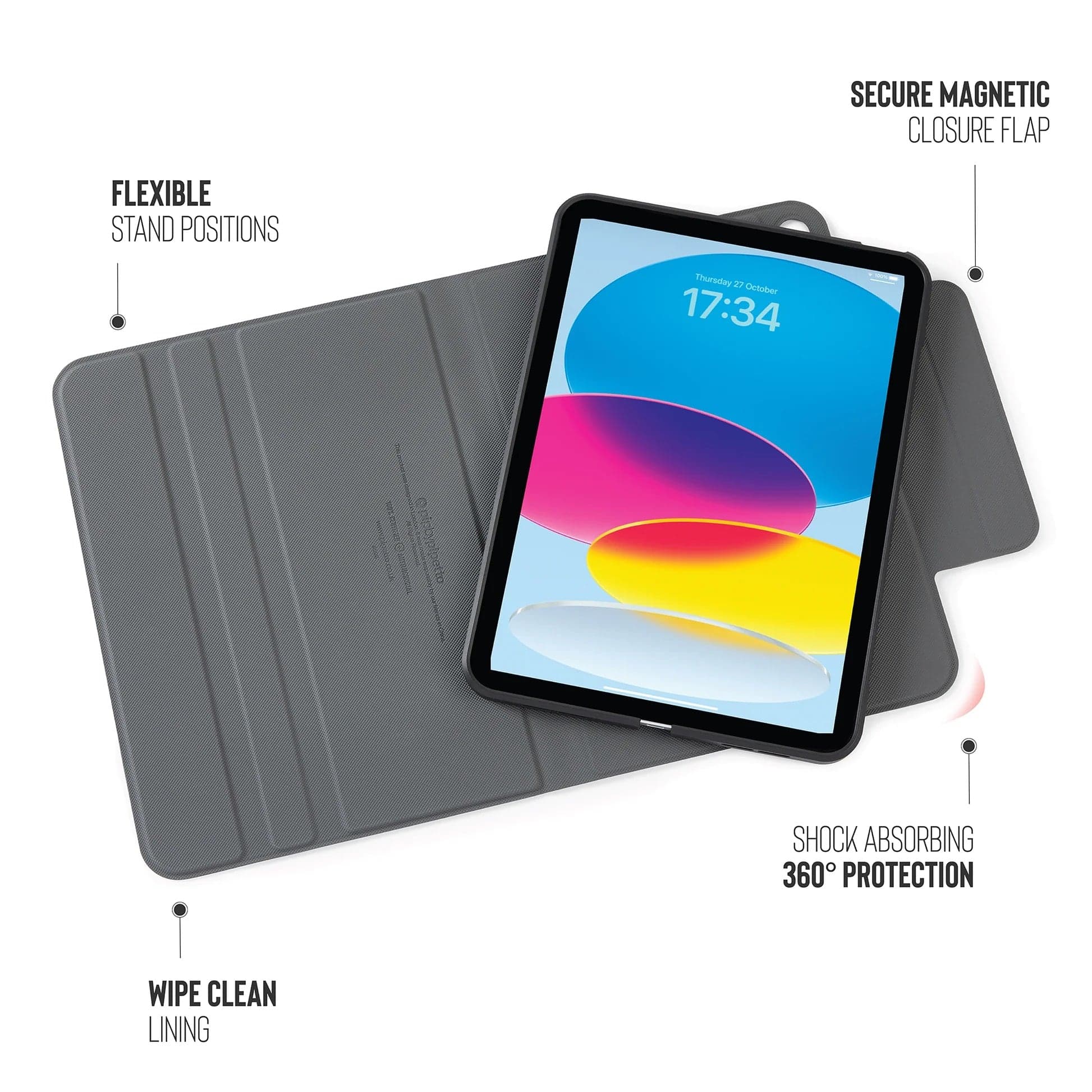 Kryt na iPad iPad Air 10,9" (22/20) a 11" (24/25/26) Pipetto Origami No5 Rotating Folio Case - černý - náhled 5