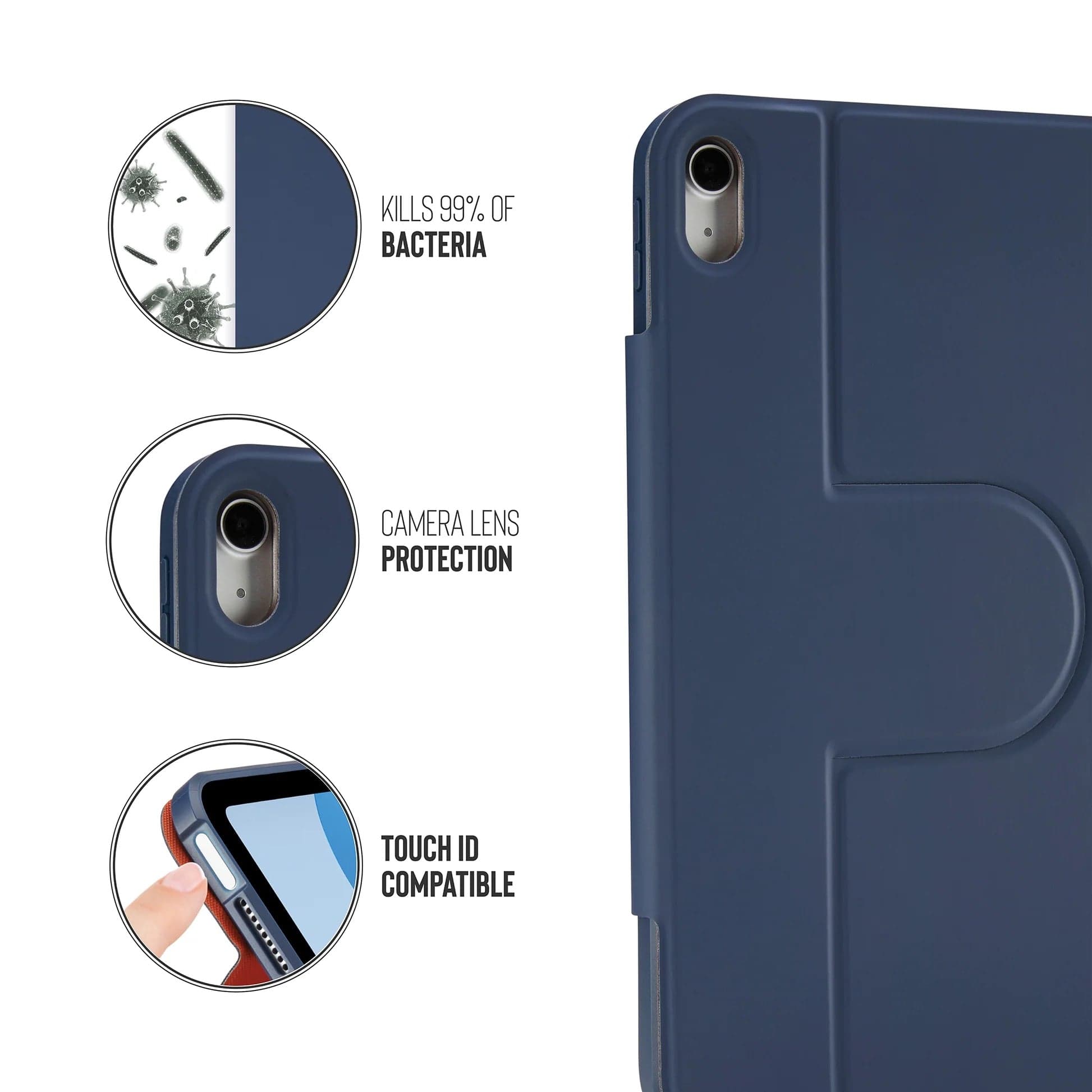 Kryt na iPad Air 10,9" (22/20) a 11" (24/25/26) Pipetto Origami No5 Rotating Folio Case - tmavě modré - náhled 2