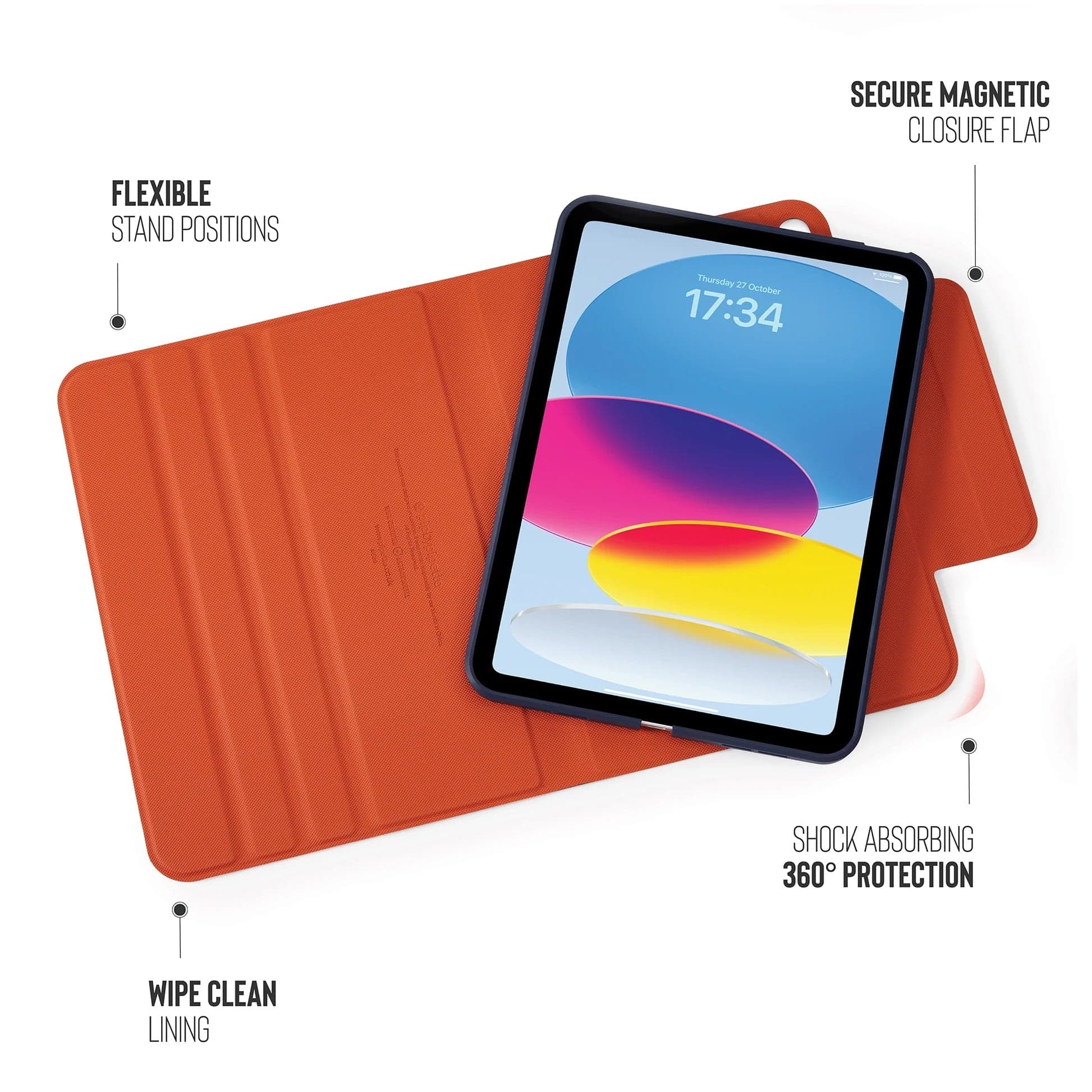 Kryt na iPad Air 10,9" (22/20) a 11" (24/25/26) Pipetto Origami No5 Rotating Folio Case - tmavě modré - náhled 4