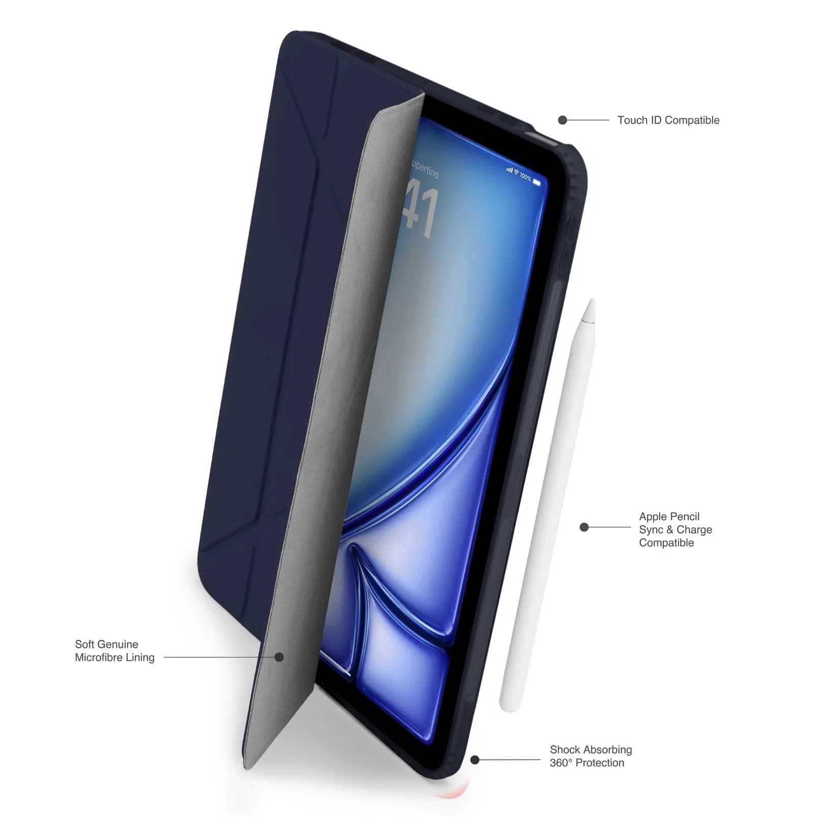Kryt na iPad Air 13" (24/25/26) Pipetto Origami No1 Original Case - tmavě modrý - náhled 2