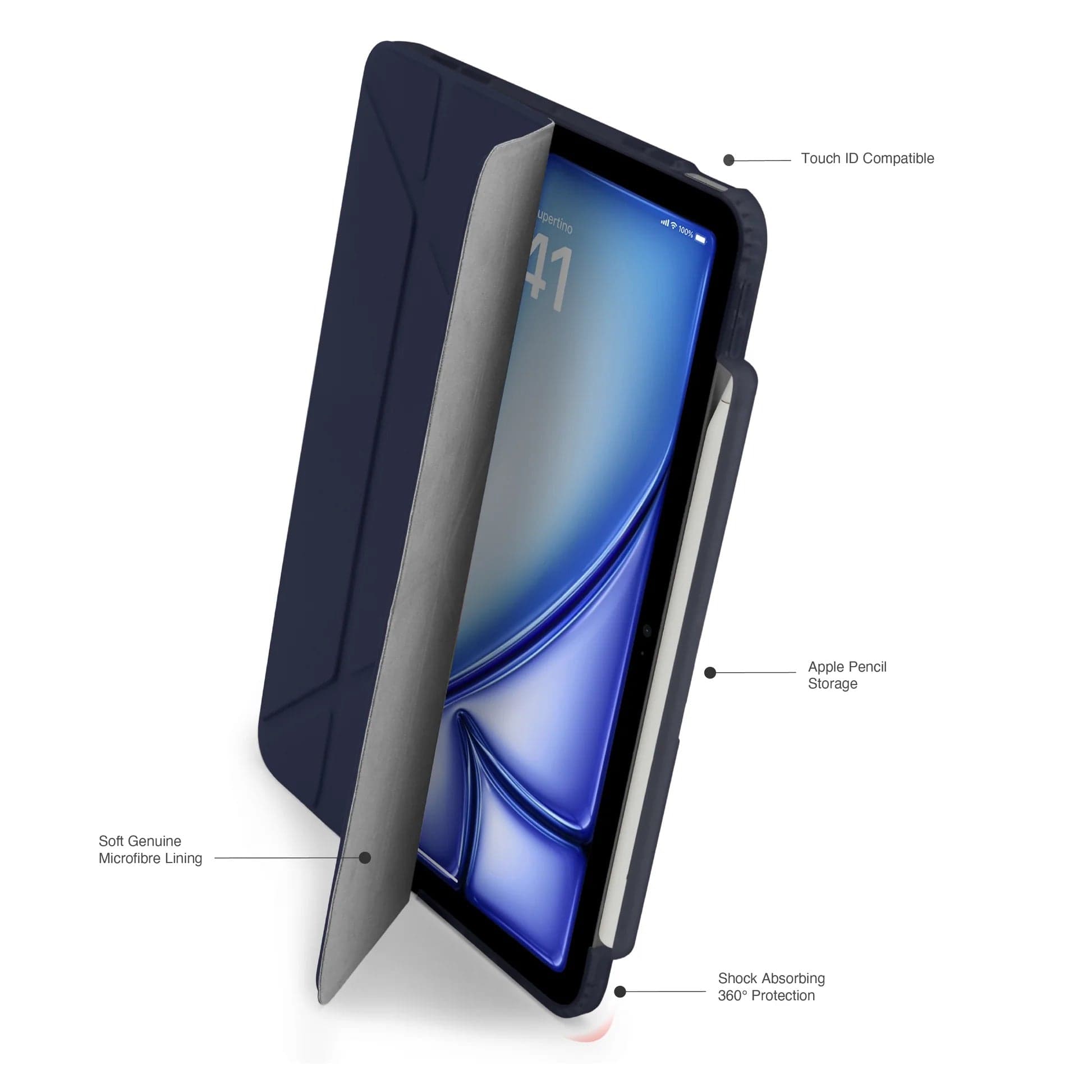Kryt na iPad Air 13" (24/25/26) Pipetto Origami No3 Pencil Case - tmavě modrý - náhled 2