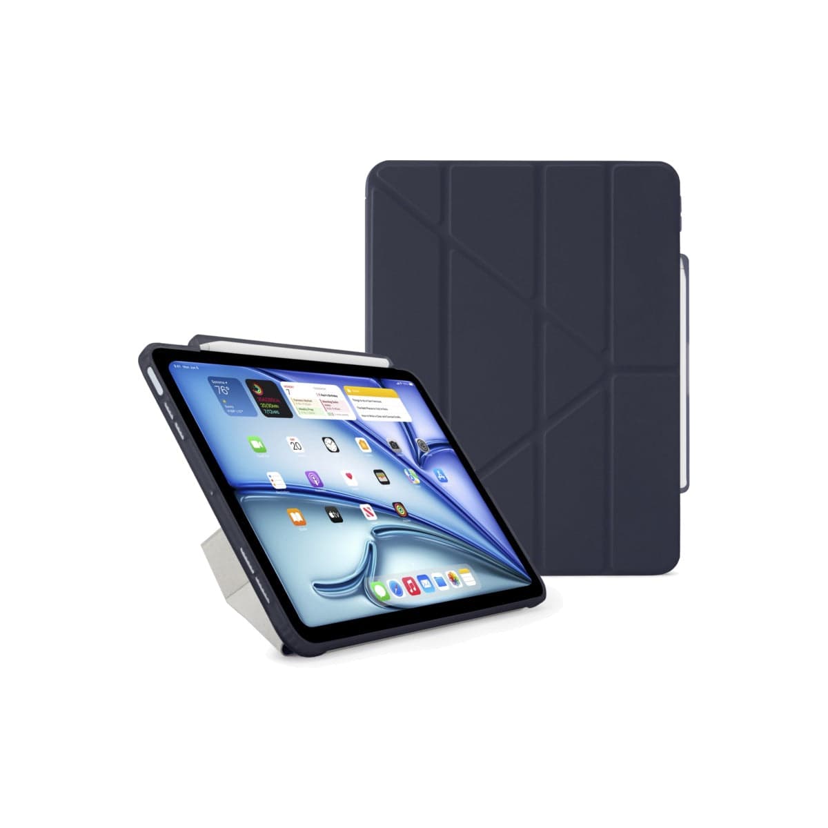 Kryt na iPad Air 13" (24/25/26) Pipetto Origami No3 Pencil Case - tmavě modrý