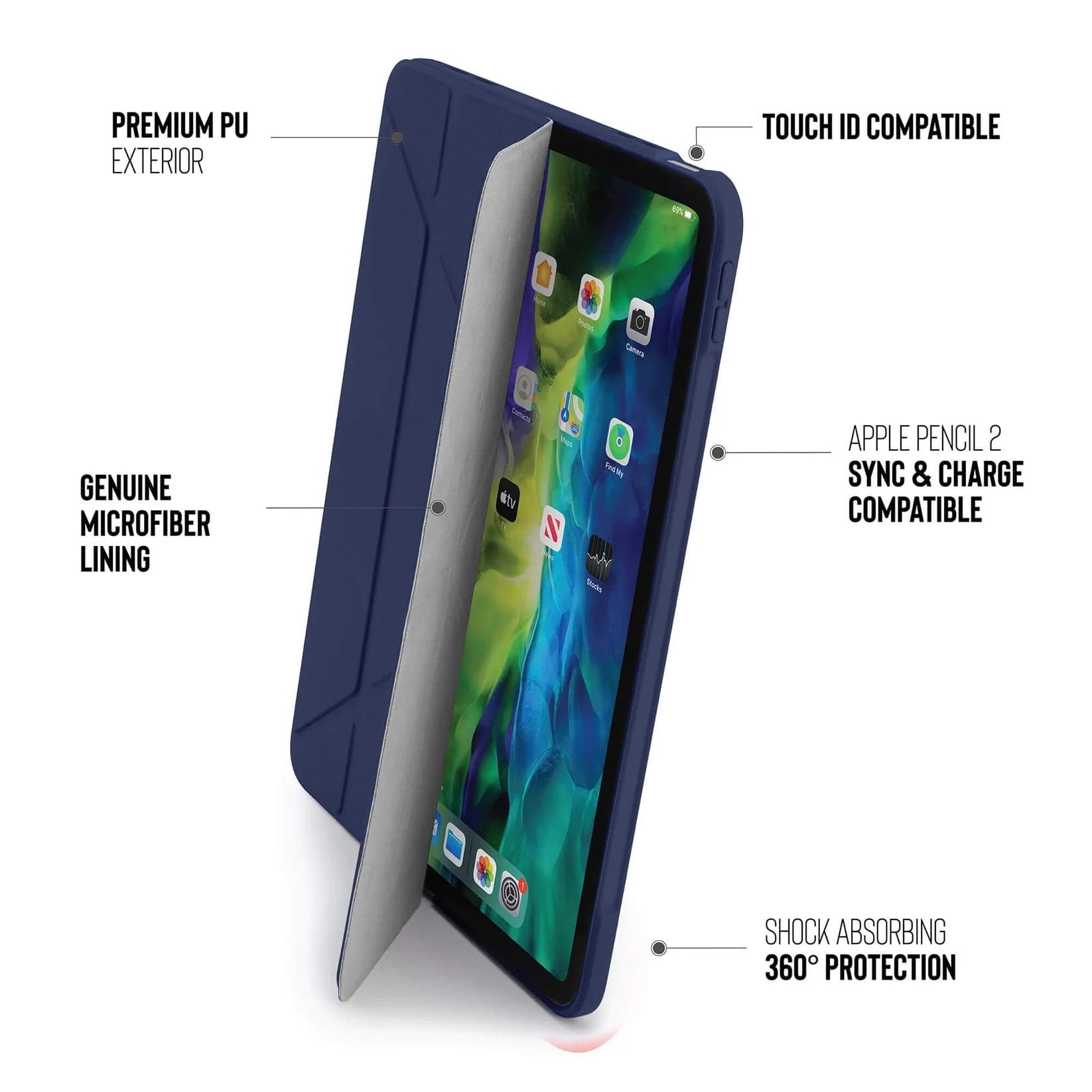 Kryt na iPad Air 10,9" (20/22) a 11" (24/25/26) Pipetto Origami No1 Original Case - tmavě modrý - náhled 3