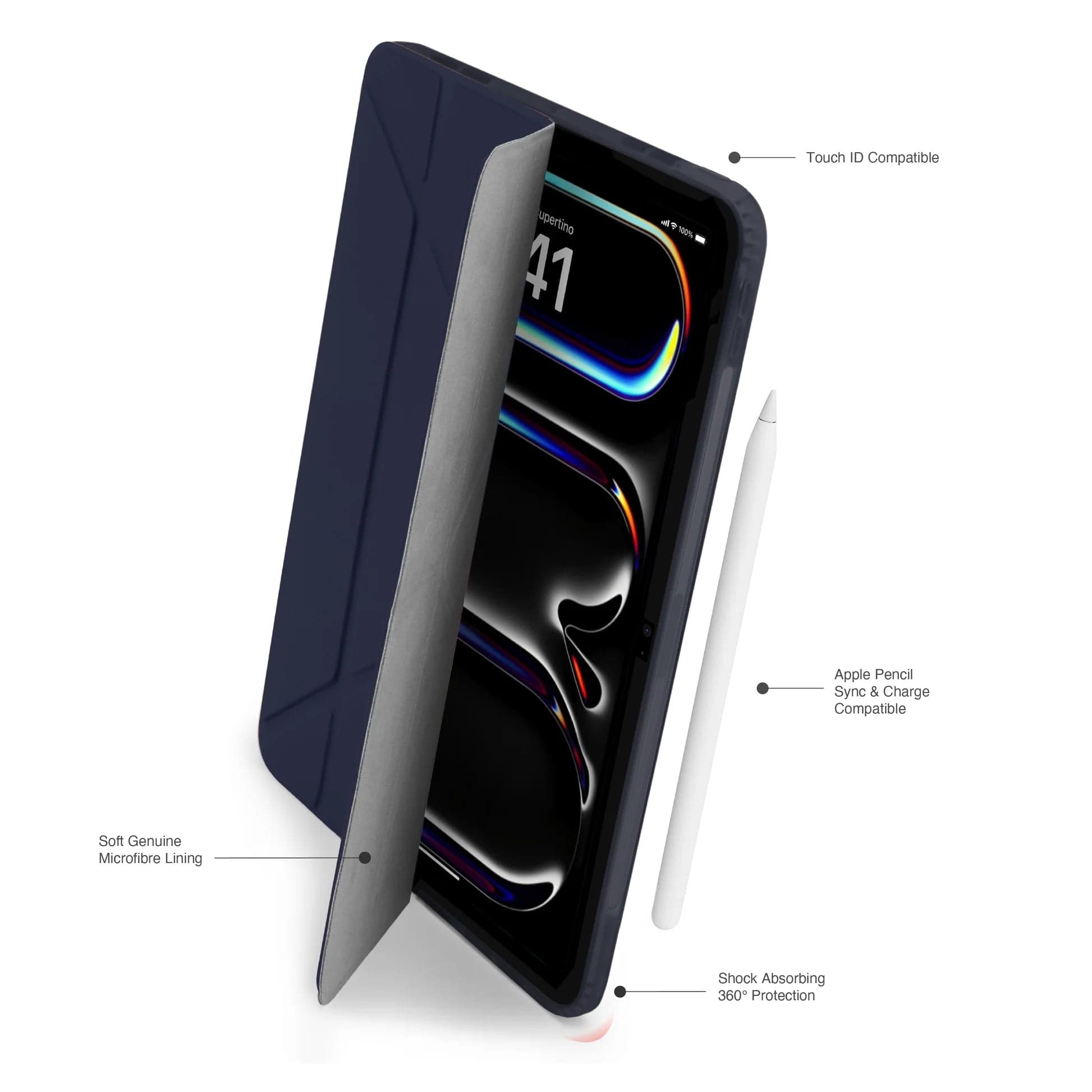 Kryt na iPad Pro 13" (24/25) Pipetto Origami No1 Original Case - tmavě modrý - náhled 2