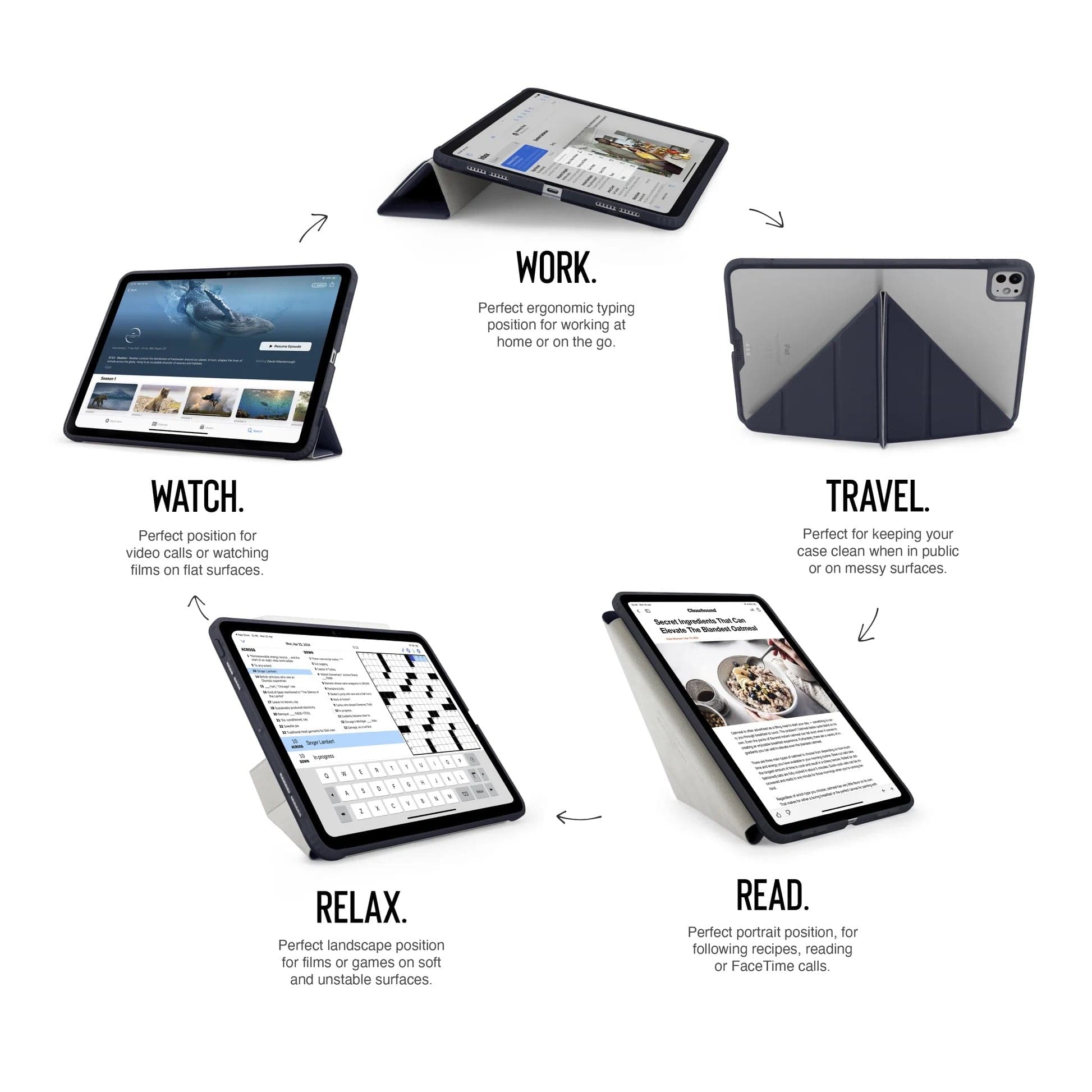 Kryt na iPad Pro 13" (24/25) Pipetto Origami No1 Original Case - tmavě modrý - náhled 5